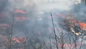 Zjarr i madh mbi tunelin e Vlorës, flakët i afrohen banesave