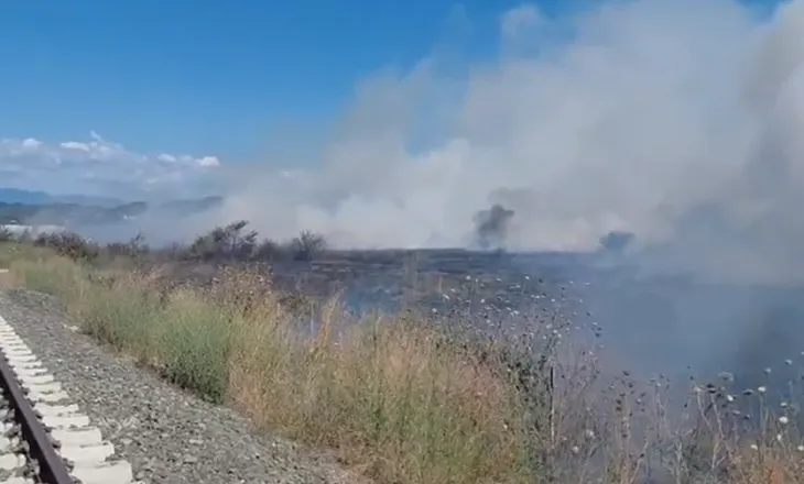 Zjarr në Koxhas të Shijakut, flakët përhapen me shpejtësi nga era