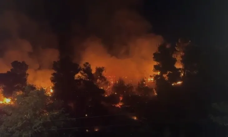 Zjarr në Shëngjin, flakët i afrohen rrugës kryesore