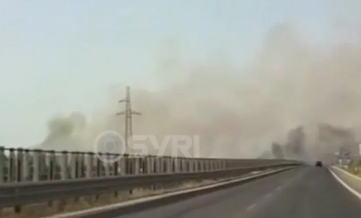 Zjarr përgjatë autostradës Fier-Vlorë, flakët përfshijnë rreth 2 kilometra në anë të rrugës