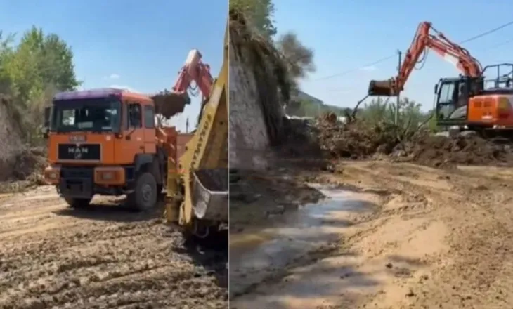 Aksi Elbasan-Cërrik i bllokuar prej orësh, çahet kanali vaditës, uji dhe dherat pushtojnë rrugën