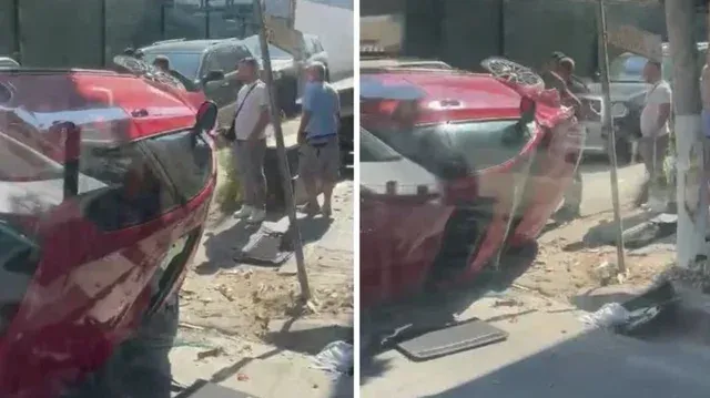 Aksident pranë Universitetit Bujqësor të Tiranës, automjeti përmbyset mbi asfalt