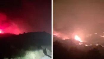 Digjen sipërfaqe të mëdha me bimësi/ Zjarri në Daias pranë Lundrës zgjeron perimetrin gjatë mbrëmjes