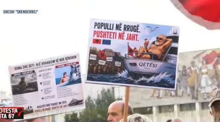 FOTO-LAJM/ “Populli në rrugë, pushteti në jaht”, ironia therëse e protestuesve kundër Ramës