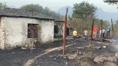 FOTO/ Zjarri në Vranisht shkrumbon banesën dhe kosheret e bletëve! Digjen edhe disa hektarë me ullinj e pemë