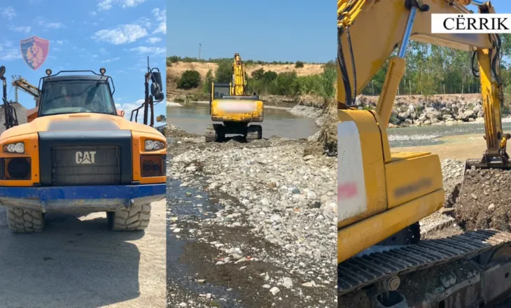 Gërryenin shtratin e lumit Devoll jashtë lejes, arrestohen 3 persona dhe shpallet në kërkim administratori