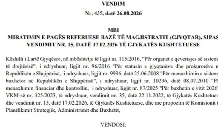 Pagat e gjyqtarëve/ KLGJ zbaton vendimin e Kushtetueses, rritje me 65 mijë lekë