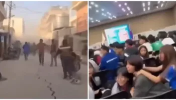 Pamje të tjera dramatike, qytetarët ikin gjersa tërmeti çan asfaltin, nxënësit tmerrohen nga dridhjet