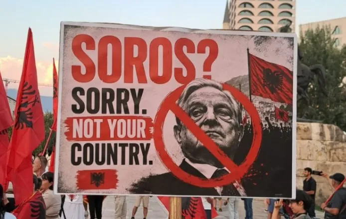 Pikante në protestë: Sorros na vjen keq, por ky nuk është vendi yt!