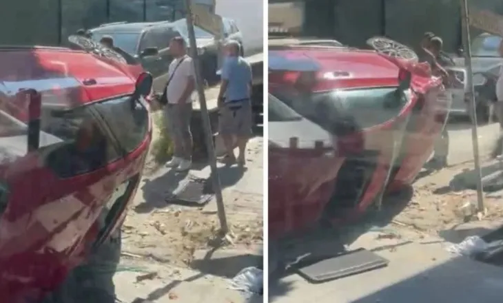 Sërish aksident në Tiranë/ Makina përmbyset pranë Universitetit Bujqësor, mbërrin ambulanca