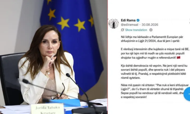 “Statusi është fals, nuk përmban asgjë të vërtetë”, MIA rrëzon postimin e Jorida Tabakut në emër të Edi Ramës