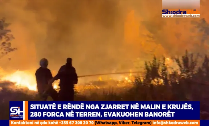 VIDEO – Situatë e rëndë nga zjarret në malin e Krujës, 280 forca në terren, evakuaohen banorët…