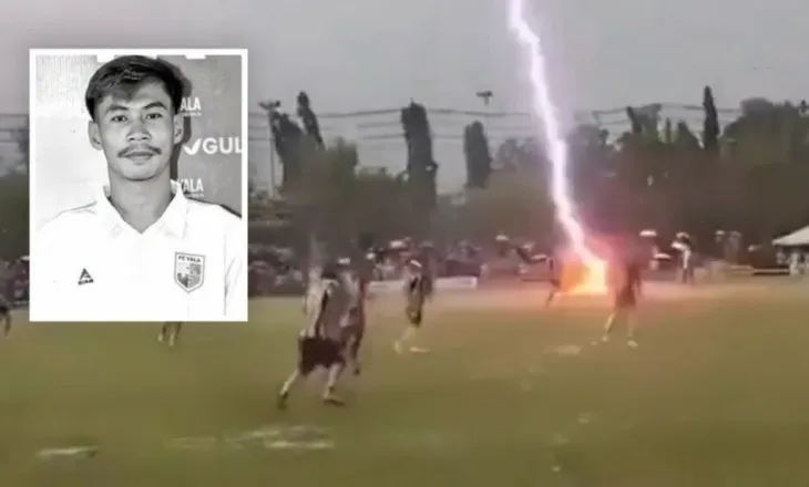 Video/ Tragjedi në Tajlandë: Futbollisti 24-vjeçar humb jetën pasi u godit nga rrufeja gjatë ndeshjes