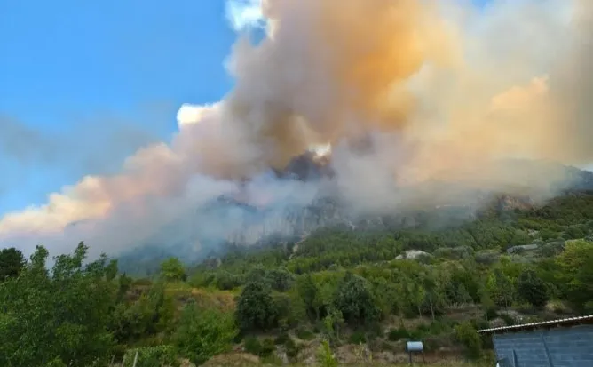 Zjarr i madh në pyjet e Fushë-Krujës, flakët shumë pranë banesave dhe spitalit!