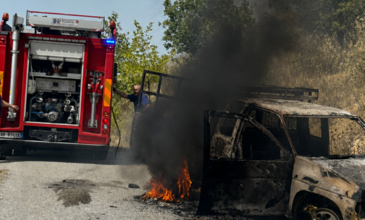 Zjarr masiv drejt fshatrave Labovë në Gjirokastër, flakët nisën nga një automjet e u përhapën nga erërat e forta