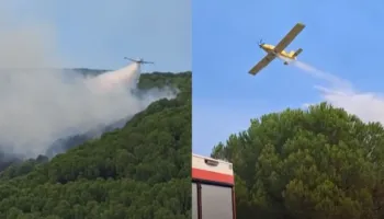 Zjarri i riaktivizuar në Drenie të Patosit, ndërhyhet edhe nga ajri me dy avionë “Air Tractor”