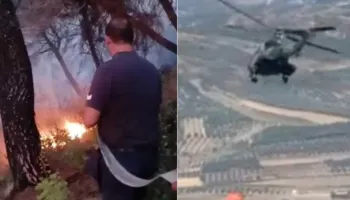 Zjarri në Mallakastër ende i rrezikshëm, ushtria ndërhyn përsëri me helikopter nga ajri për të shuar flakët!
