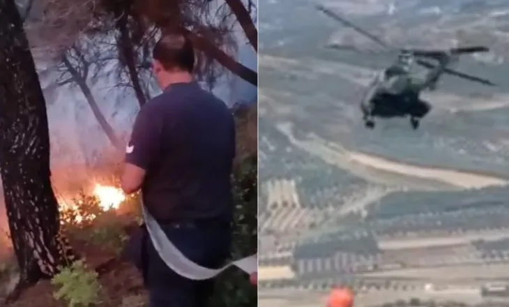 Zjarri në Mallakastër ende i rrezikshëm, ushtria ndërhyn përsëri me helikopter nga ajri për të shuar flakët!