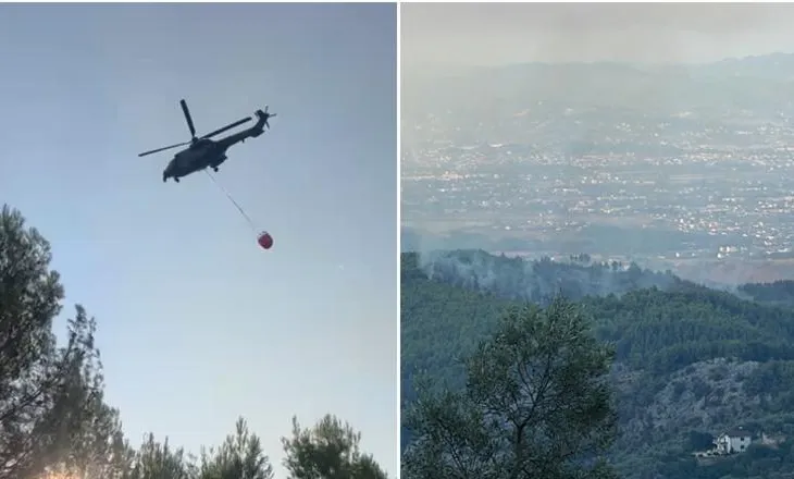 Zjarri në masivin pyjor të Krujës, rinis ndërhyrja nga toka dhe ajri! Zjarrfikësit po punojnë me pompa krahu