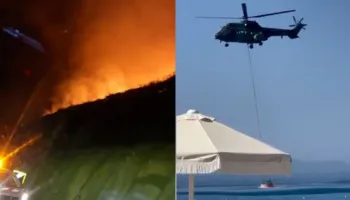 Zjarri në Palasë vijon prej mesnatës, ndërhyn edhe helikopteri për shuarjen e flakëve
