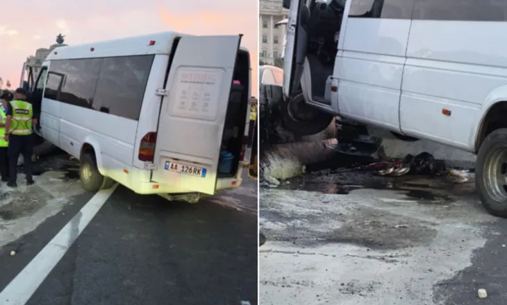 Aksident pranë mbikalimit të Kasharit/ Furgoni përplaset me barrierat, 4 në spital