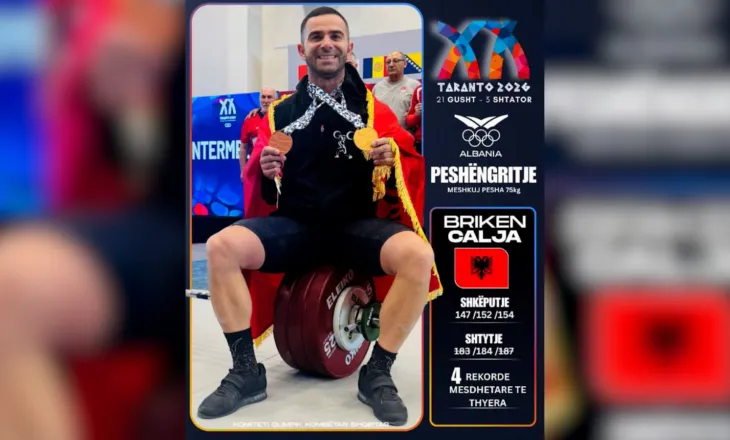 Begaj uron Briken Caljan për medaljen e artë në Taranto 2026: Një rekord i ri që na bën krenarë