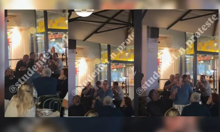 ‘Burg, Burg’/ Të rinjtë kapin ‘mat’ Bledi Çuçin në lokal, Delina Fico i godet nga tavolina, ish-ministri i nxjerr gishtin e mesit