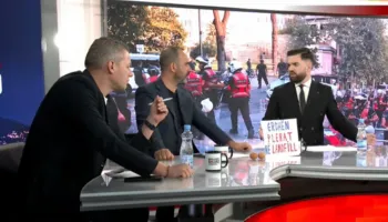DEBATI/ “Hiqe këtë pankartë!”, Muharremi përplaset ashpër me aktivistin në studio: Kjo s’është protestë, janë huliganë! (VIDEO)