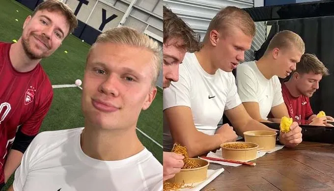 Erling Haaland bashkëpunon me MrBeast për të rikrijuar memen virale –