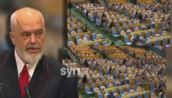 FOTO/ Rama flet ‘me veten’ në OKB, mban fjalim para një salle të boshatisur