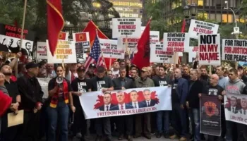 “Jo në emrin tim”/ Diaspora shqiptare në SHBA proteston para OKB-së në New York: Lironi heronjtë tanë!