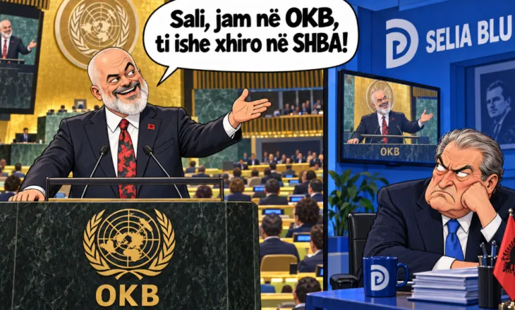 Karikaturë miqësore/ Rama në OKB, Sali në Selinë Blu