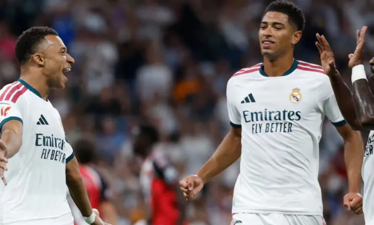 Real Madrid mbyll llogaritë që në pjesën e parë ndaj Vallecano. Dy mbrojtësit e Shqipërisë në stol (video)