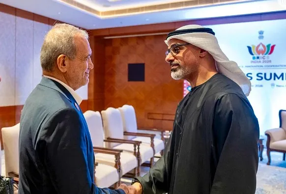 Samiti BRICS, udhëheqësit e Emirateve të Bashkuara Arabe dhe Iranit takohen për herë të parë që nga nisja e luftës –