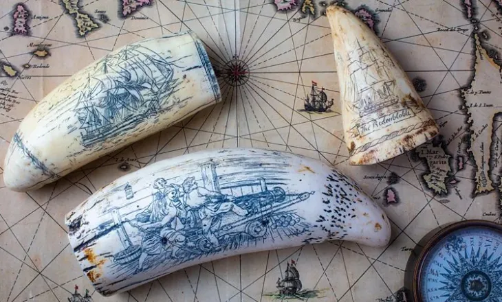 Scrimshaw, arti i gdhendur mbi dhëmbët e balenave në prag të zhdukjes