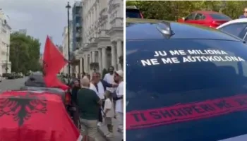 Shqiptarët në Britani protestojnë kundër Ramës, nisen me autokolonë për në Tiranë