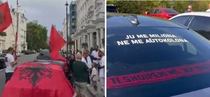 Shqiptarët në Britani protestojnë kundër Ramës, nisen me autokolonë për në Tiranë
