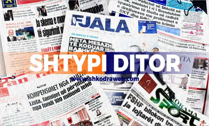 SHTYPI I DITËS – Çfarë shkruajnë gazetat shqiptare për ditën e sotme, e hënë, 21 shtator 2026…