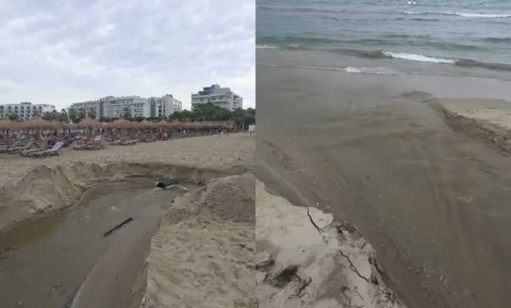 Ujërat e zeza në mes të plazhit në Golem, pushuesit vijojnë të lahen pranë tubit të shkarkimit