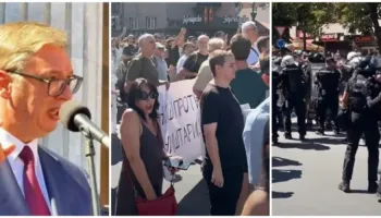 Vërshëllima, hedhje vezësh dhe brohoritje “Ik, ik!” – Vuçiqi nuk mirëpritet nga mijëra qytetarë të Nishit