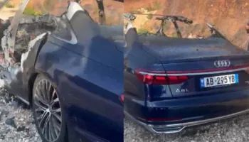 VIDEO/ “Audi A8” shkrumbohet tërësisht nga flakët në “bypass-in” pranë Radhimës, ja për çfarë dyshohet!