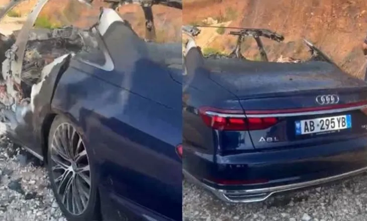 VIDEO/ “Audi A8” shkrumbohet tërësisht nga flakët në “bypass-in” pranë Radhimës, ja për çfarë dyshohet!
