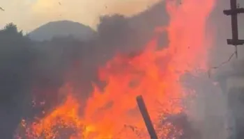 Zjarr në Gjirokastër, flakët rrezikojnë banesat dhe një fabrikë uji