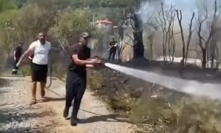 Zjarr në Krastë të Elbasanit, dy shtëpi rrezikohen nga flakët (VIDEO)