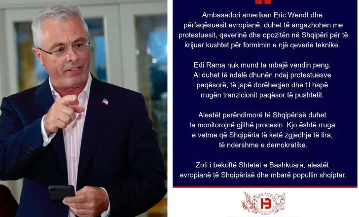 Biznesmeni  shqiptaro-amerikan i shkruan ambasadorit të SHBA në Tiranë: Rama nuk mund ta mbajë vendin peng