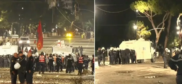 Bulevardi Dëshmorët e Kombit në ‘arenë lufte’, protestuesit me maska u hedhin mbrapsht gazin lotsjellës efektivëve