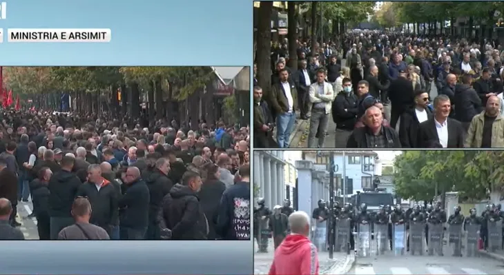 ‘Dorëheqje’, ‘Arrestoni Ramën’/ Studentët dhe PD bashkojnë zërat në protestën para Ministrisë së Arsimit kundër kryeministrit