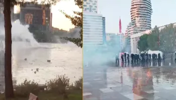 Forcat Shqiponja gjuajnë me plumba gome, kaos i madh te sheshi ”Skëndërbej”