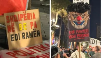 FOTO/ ‘Mos shit Shqipërinë more bir qeni’, pankartat pikante në protestë