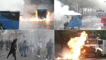 Gaz lotsjellës, ujëhedhëse me piper dhe bomba molotov para kryeministrisë